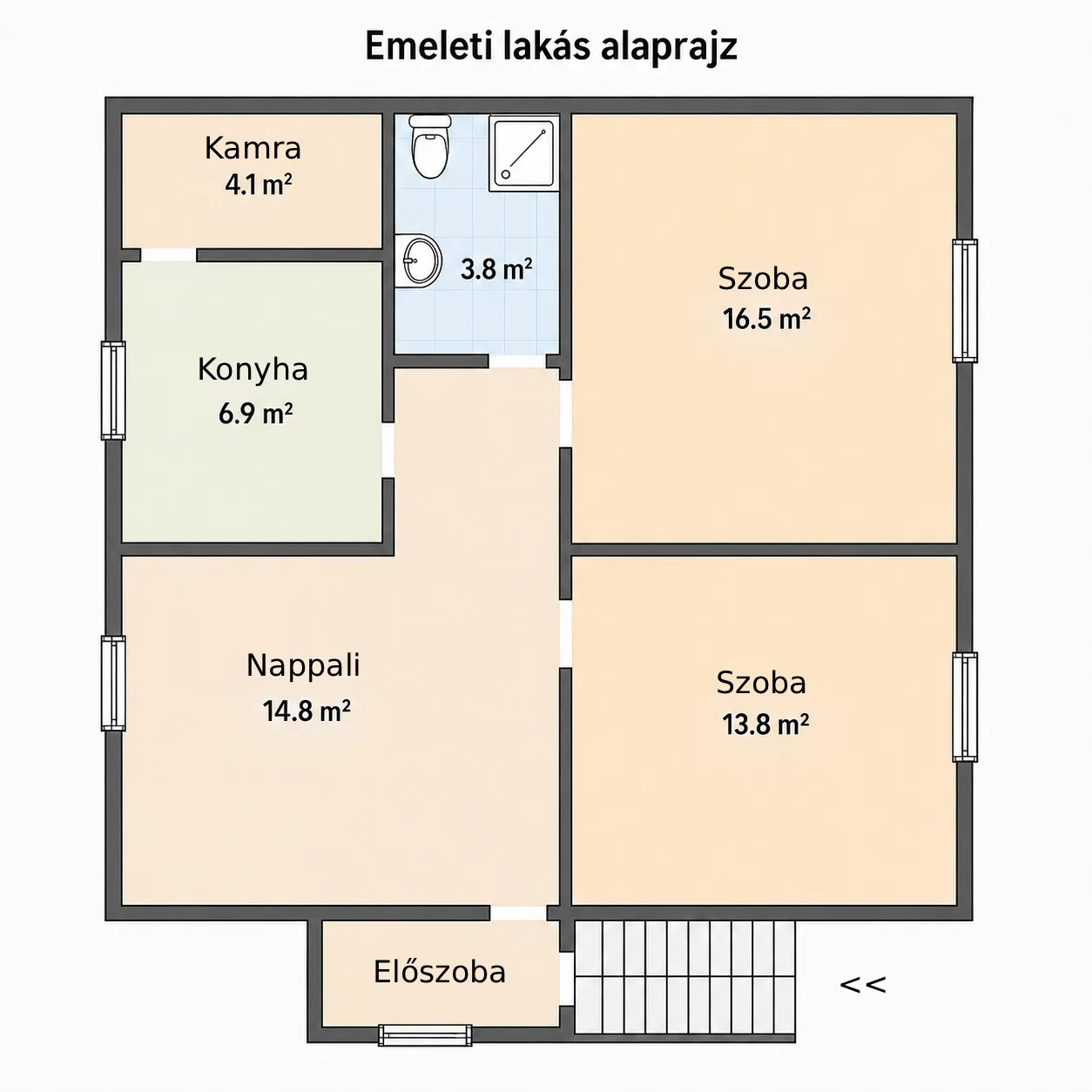 Az emeleti lakás alaprajza